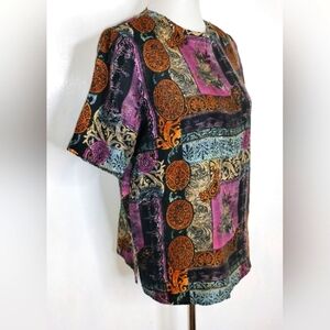 VINTAGE SILK MCM PRINT BLOUSE